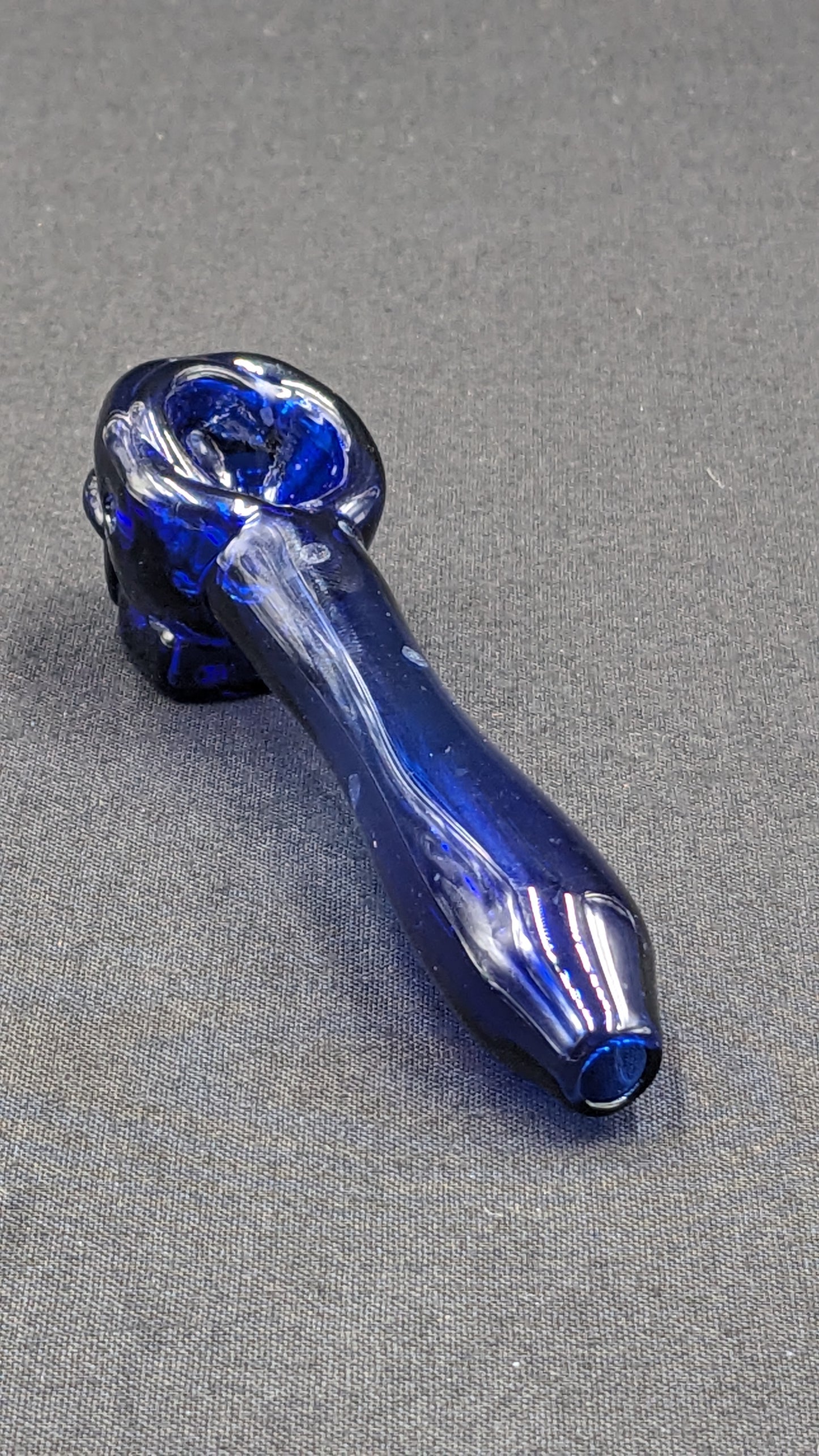 4" Glass Spoon Skull Blue 01