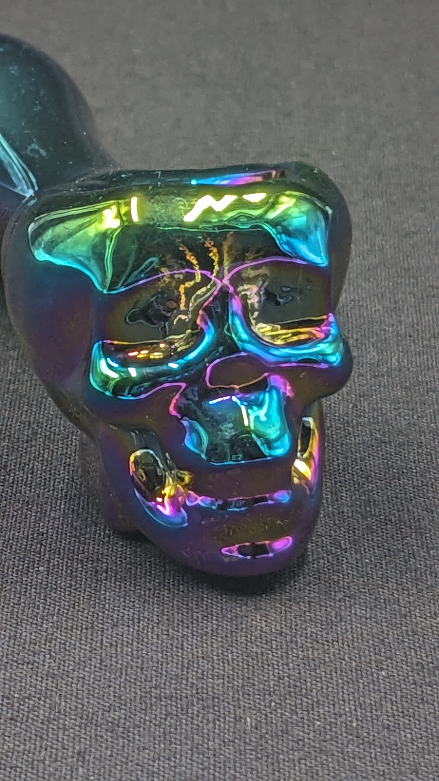 4" Glass Spoon Skull Rainbow