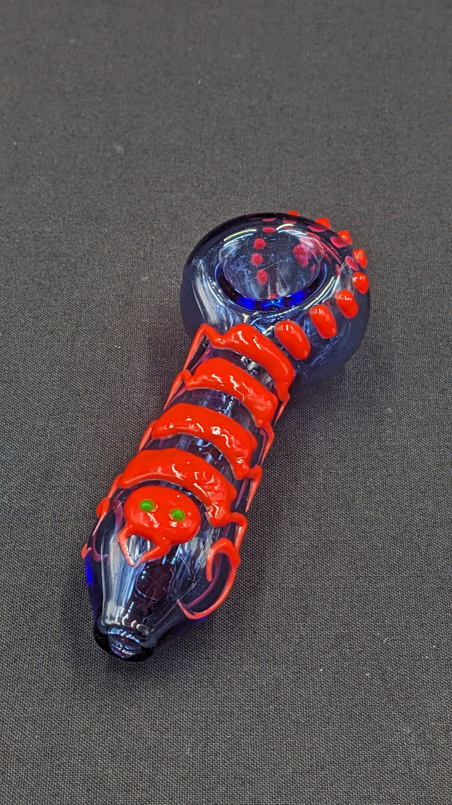 4.5" Centipede Glow In The Dark Glass Spoon Blue