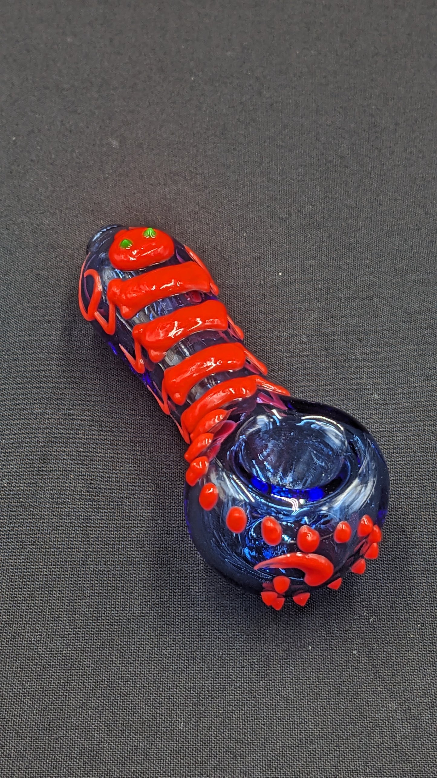 4.5" Centipede Glow In The Dark Glass Spoon Blue
