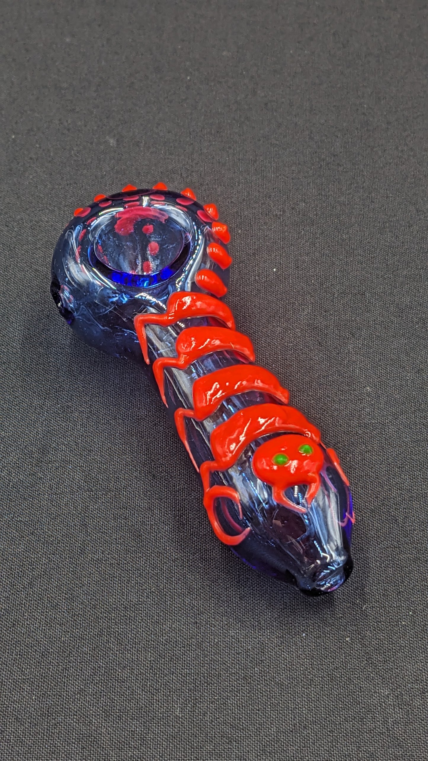 4.5" Centipede Glow In The Dark Glass Spoon Blue