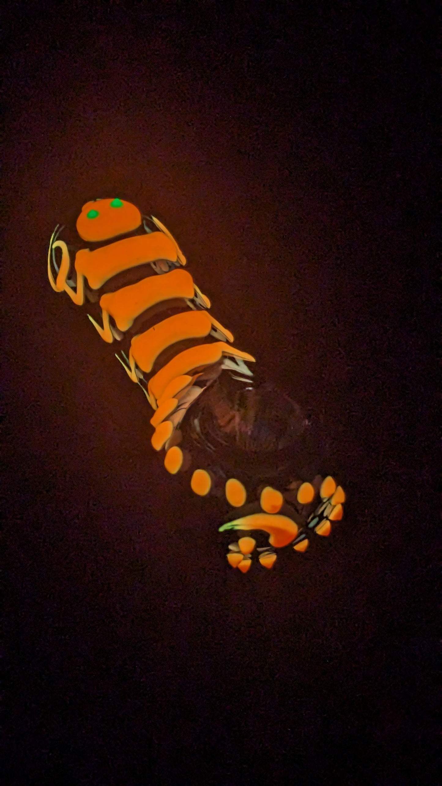 4.5" Centipede Glow In The Dark Glass Spoon Blue