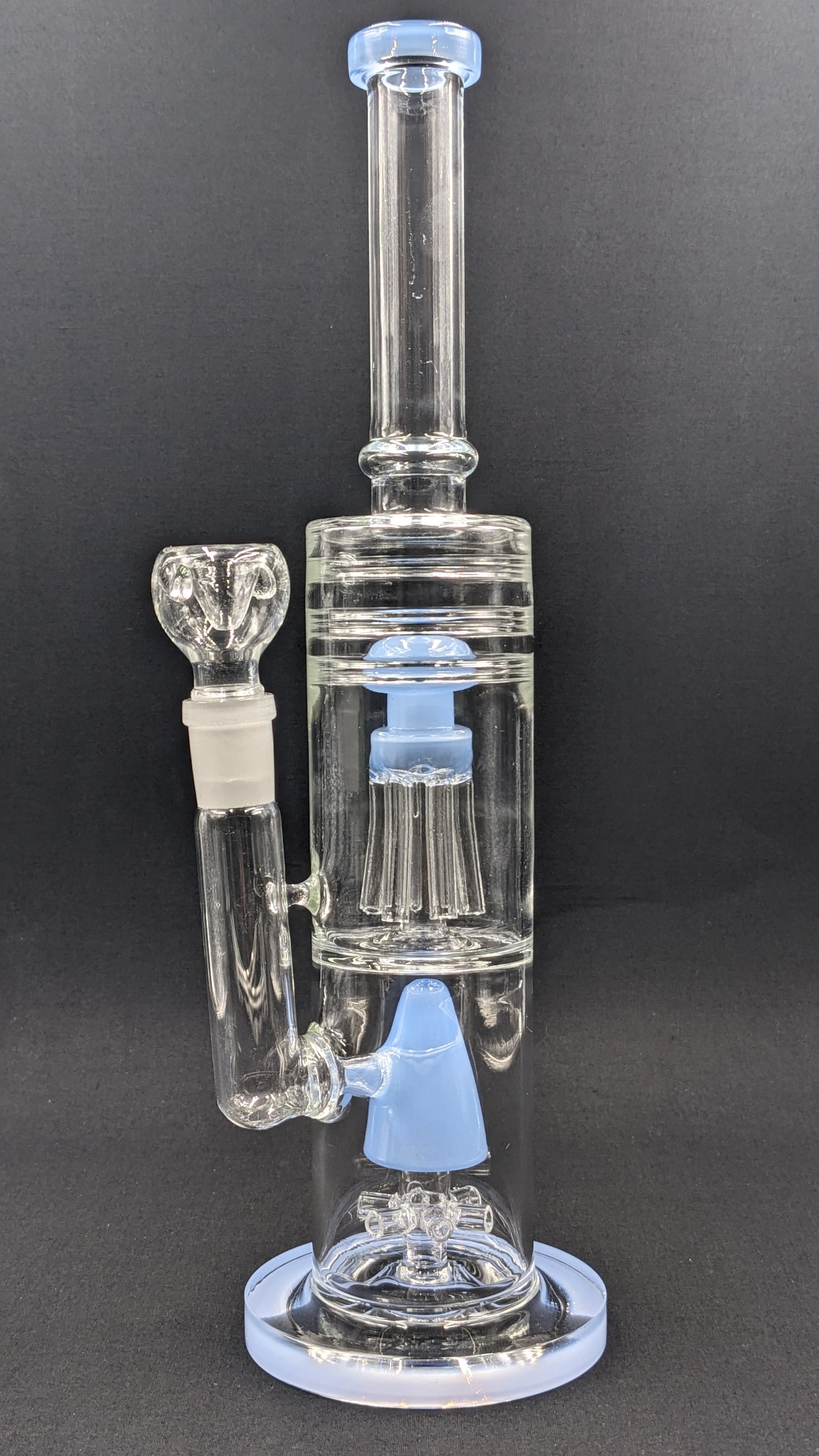 14" Glass Water Pipe Bong Dual Perc Chambers Light Blue