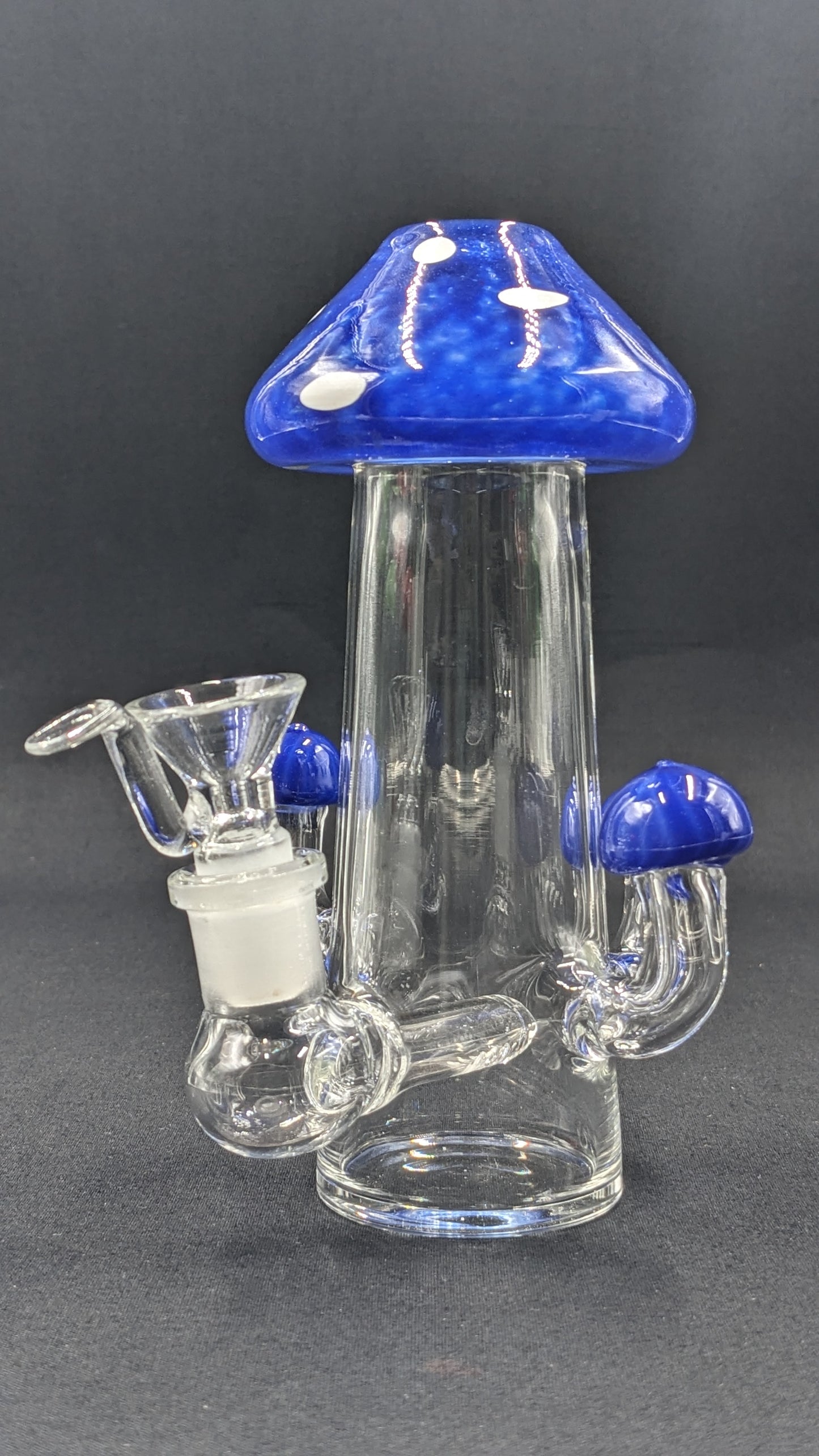 6" Glass Water Pipe Bong Mushroom Style Blue 01