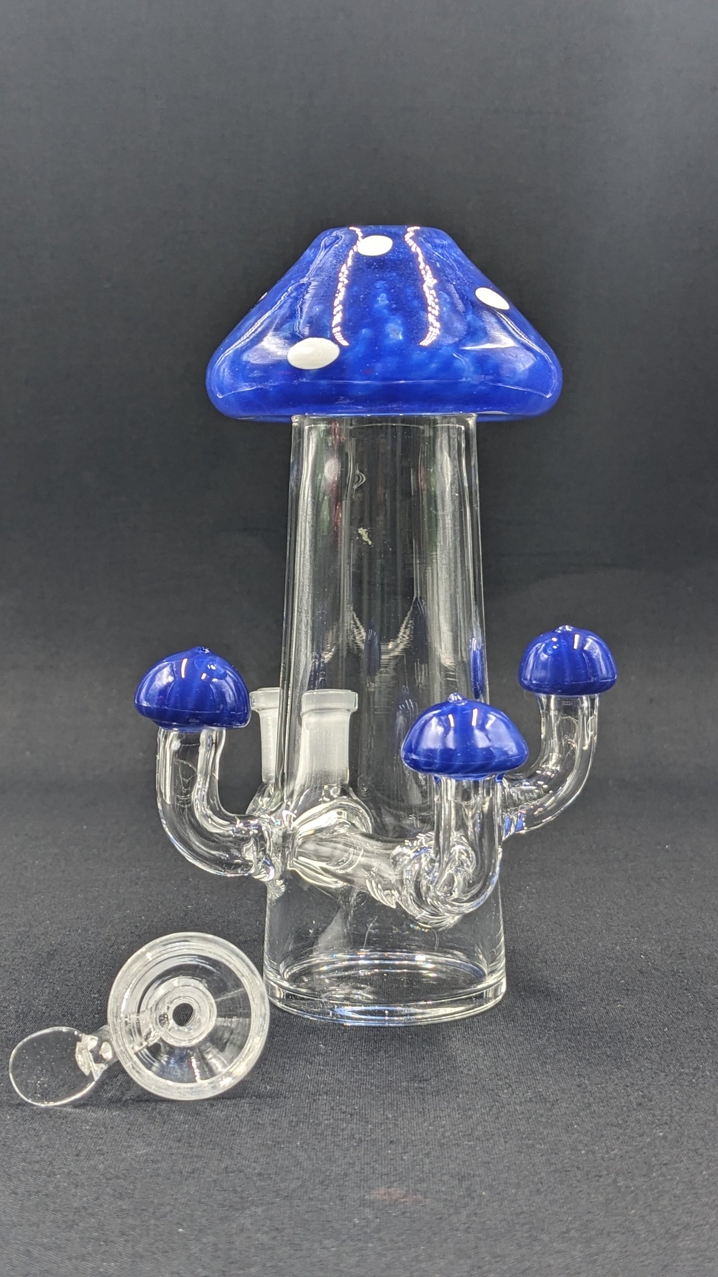 6" Glass Water Pipe Bong Mushroom Style Blue 01