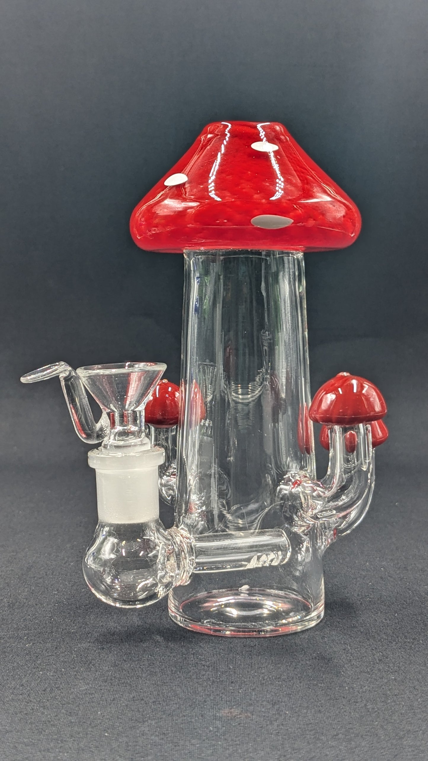 6" Glass Water Pipe Bong Mushroom Style Red 01