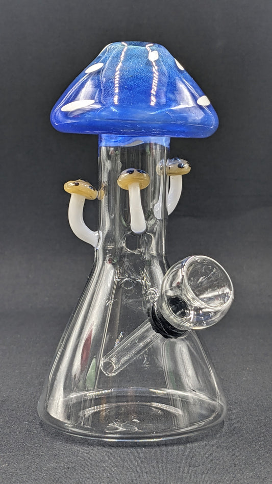 6" Glass Water Pipe Bong Mushroom Style Blue 02