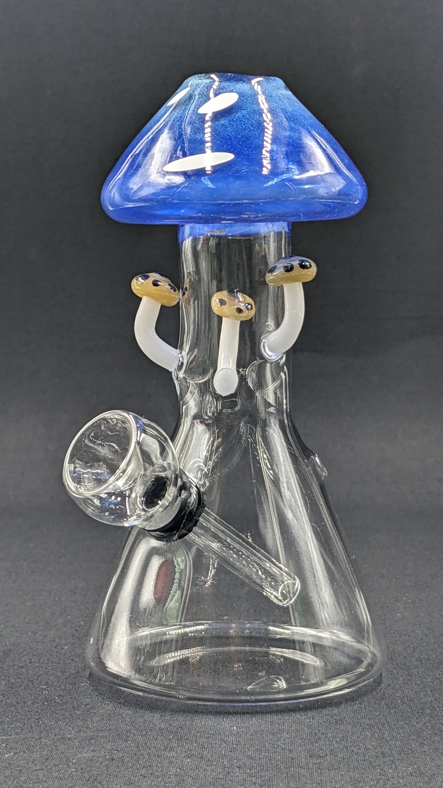 6" Glass Water Pipe Bong Mushroom Style Blue 02