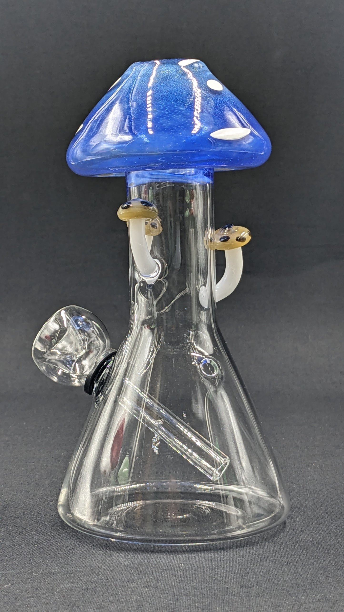 6" Glass Water Pipe Bong Mushroom Style Blue 02