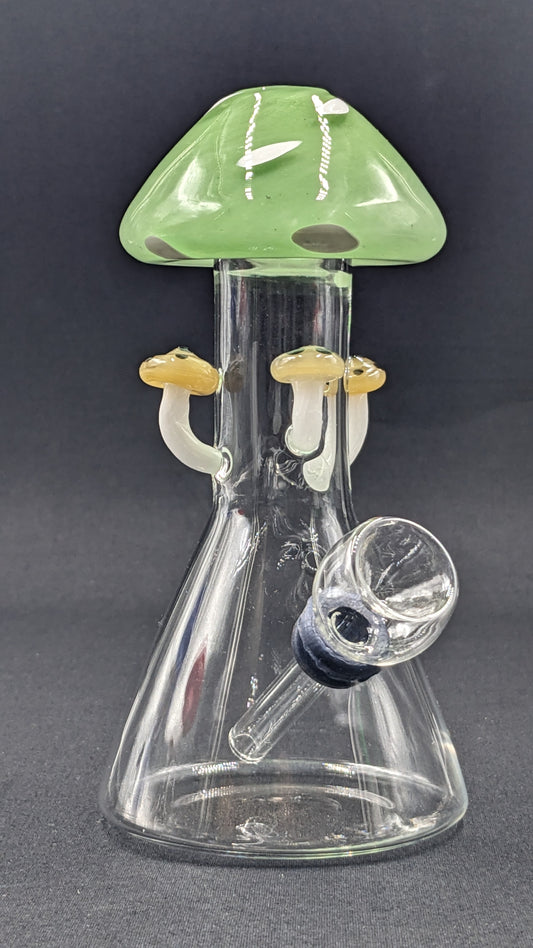 6" Glass Water Pipe Bong Mushroom Style Green 02