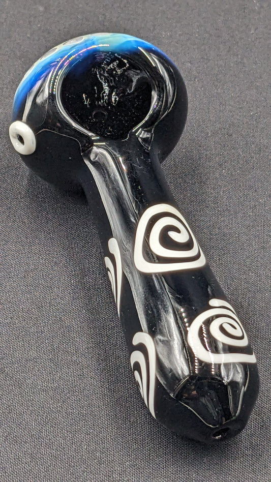 4.5" Glass Spoon Spirals Black