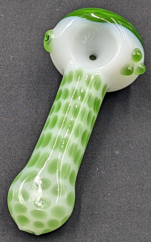 4.5" Glass Spoon Green Dots