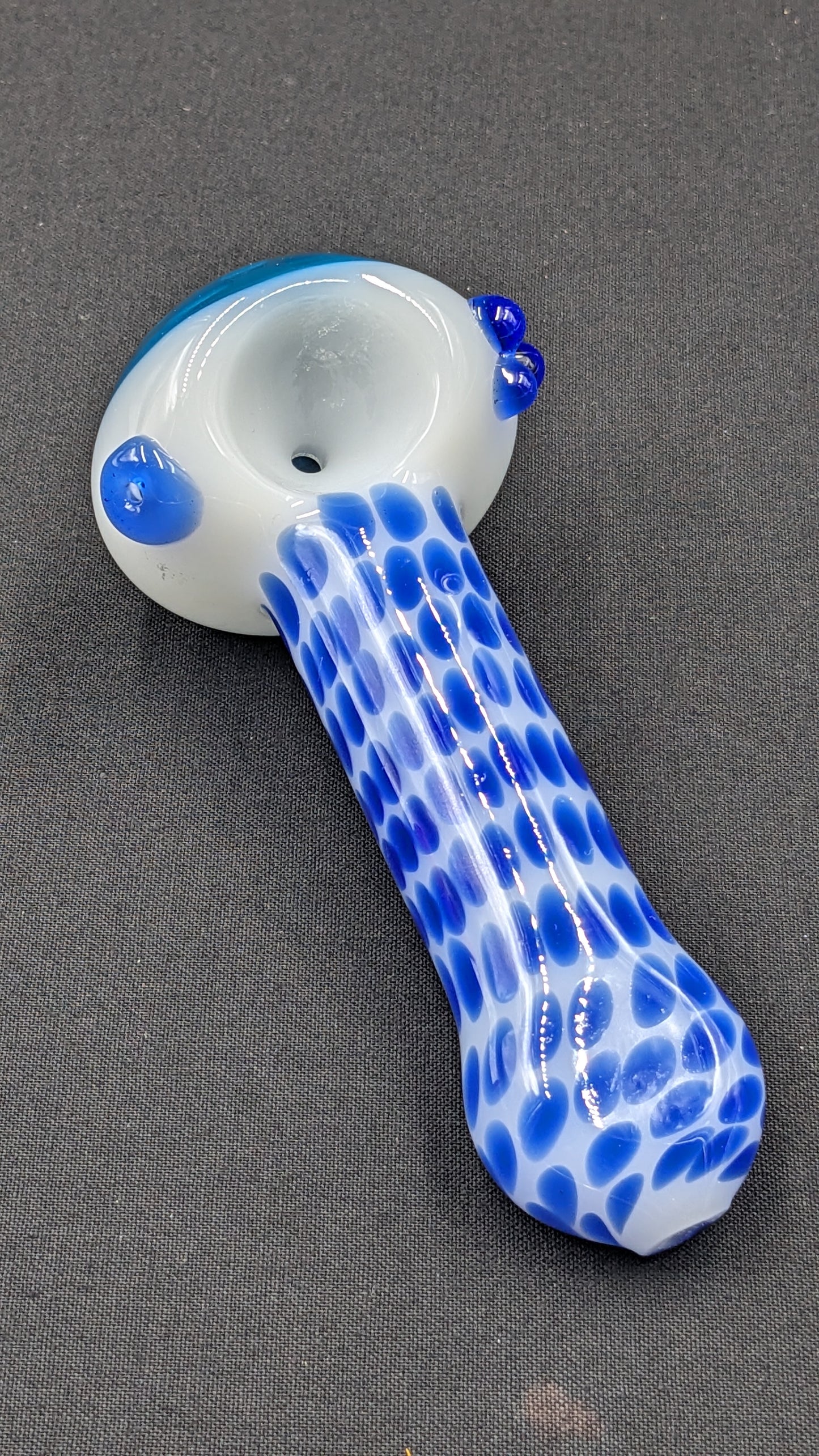 4.5" Glass Spoon Blue Dots