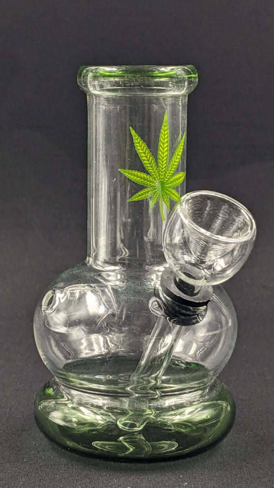 5" Glass Water Pipe Bong Leaf Green