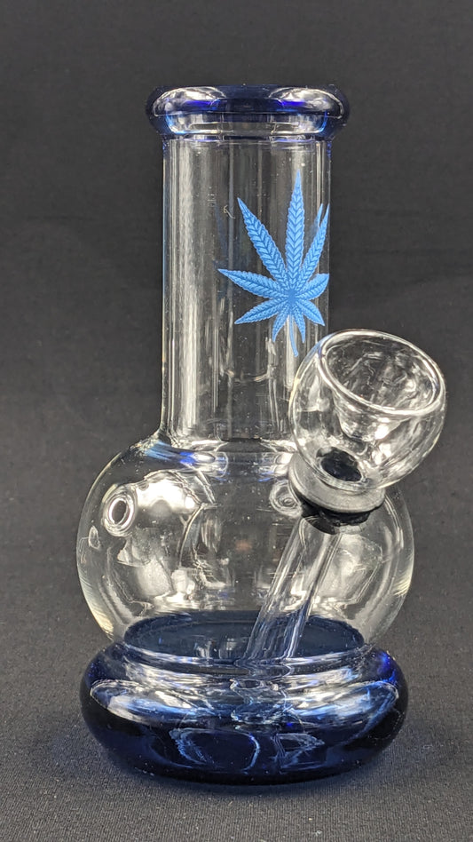 5" Glass Water Pipe Bong Leaf Blue