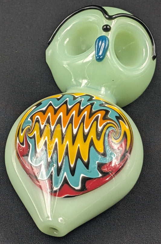 4.5" Glass Spoon Dual Bowls Owl 02