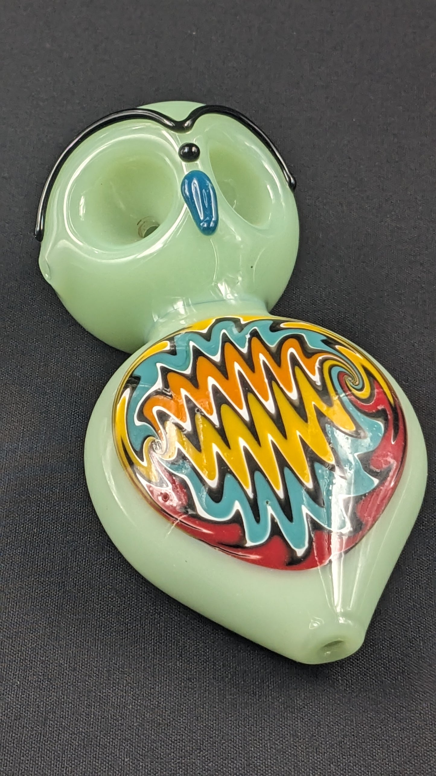 4.5" Glass Spoon Dual Bowls Owl 02