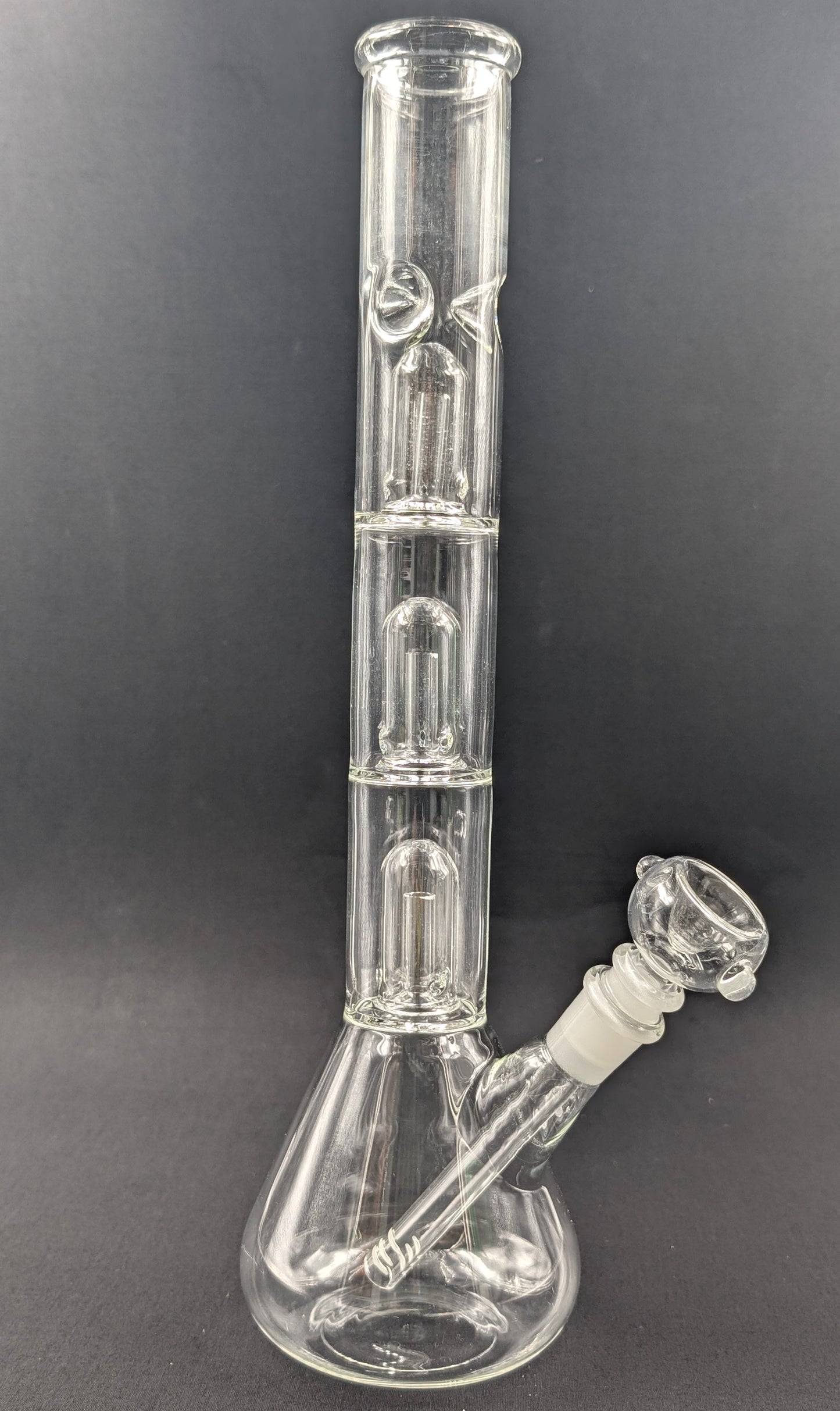 14" Glass Water Pipe Bong Clear Triple Perc + 5 FREE Screens