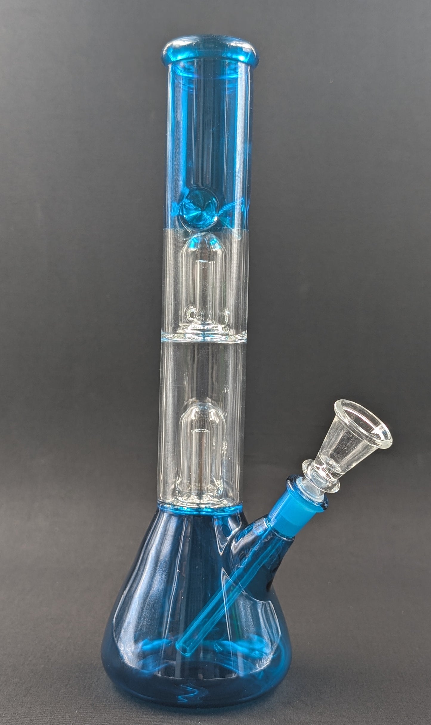 12" Glass Water Pipe Bong Sky Double Perc + 5 FREE Screens