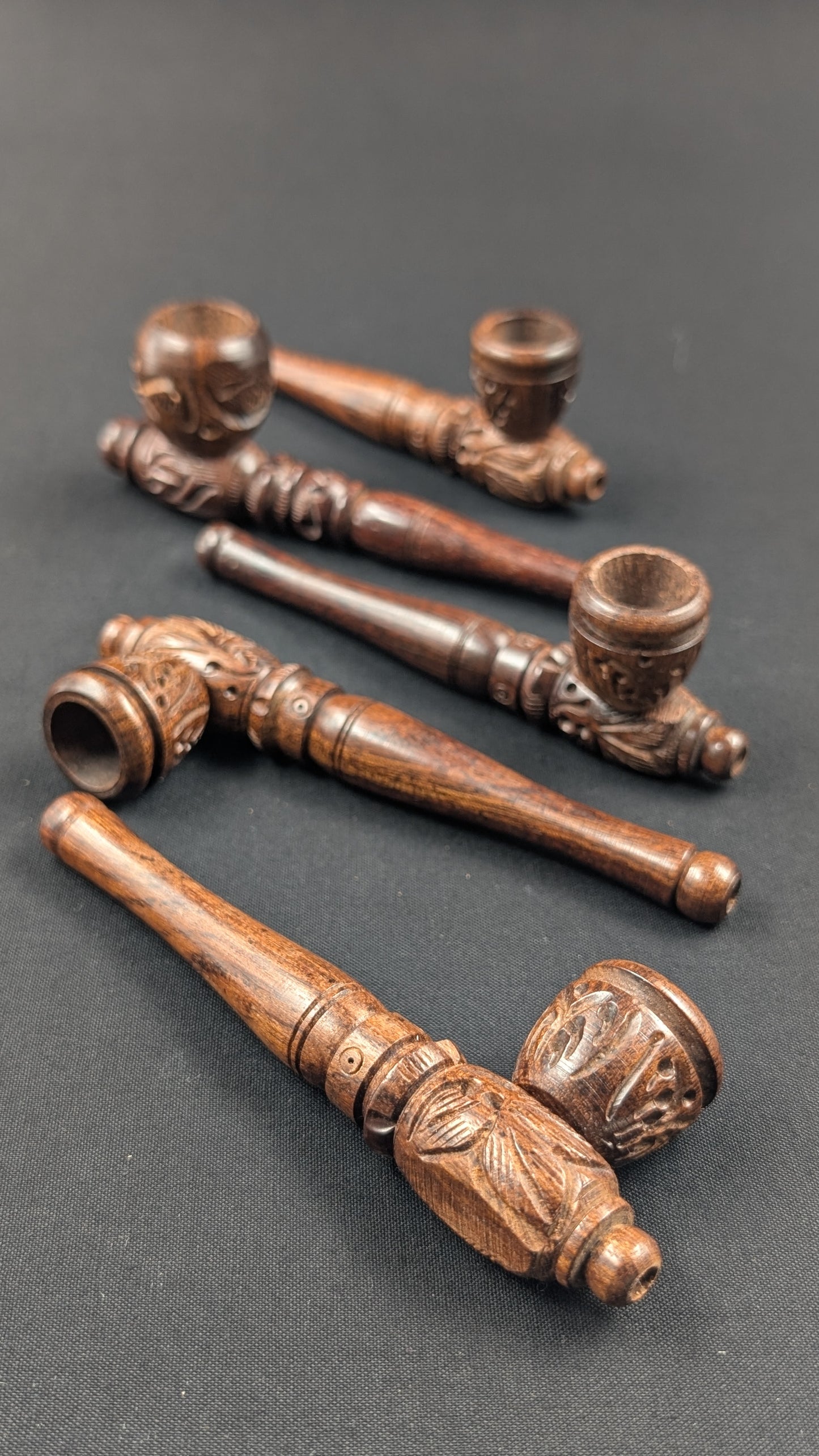 5" Wood Spoon Hand Pipe with Engravings + 5 Free Screens DK1