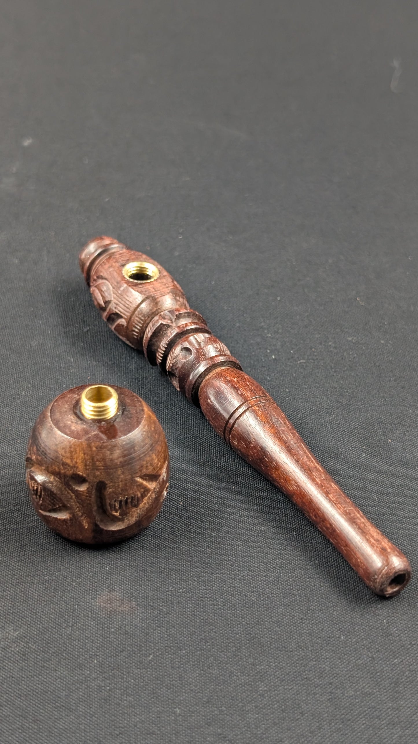 5" Wood Spoon Hand Pipe with Engravings + 5 Free Screens DK1