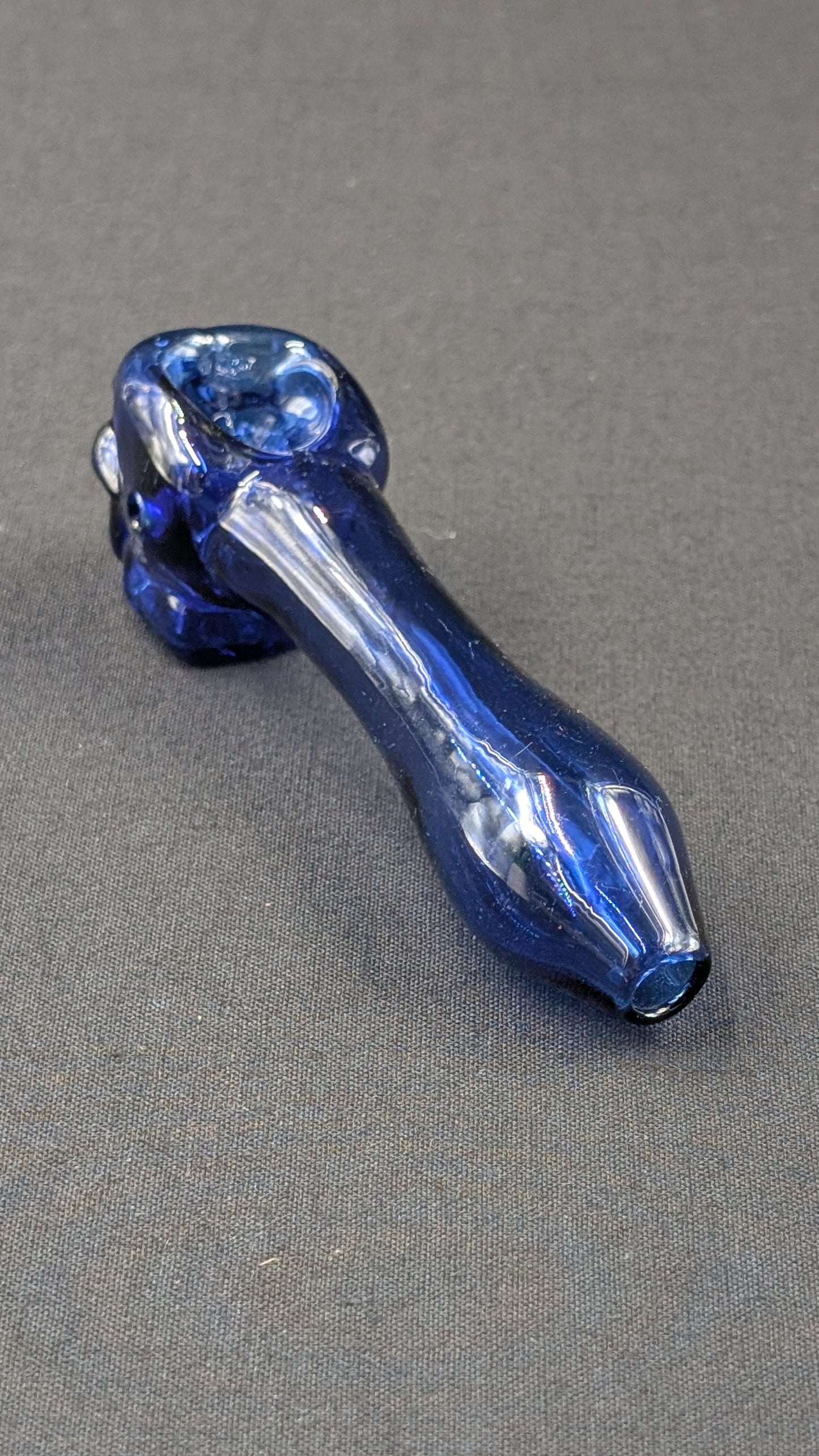 4" Glass Spoon Skull Dark Blue