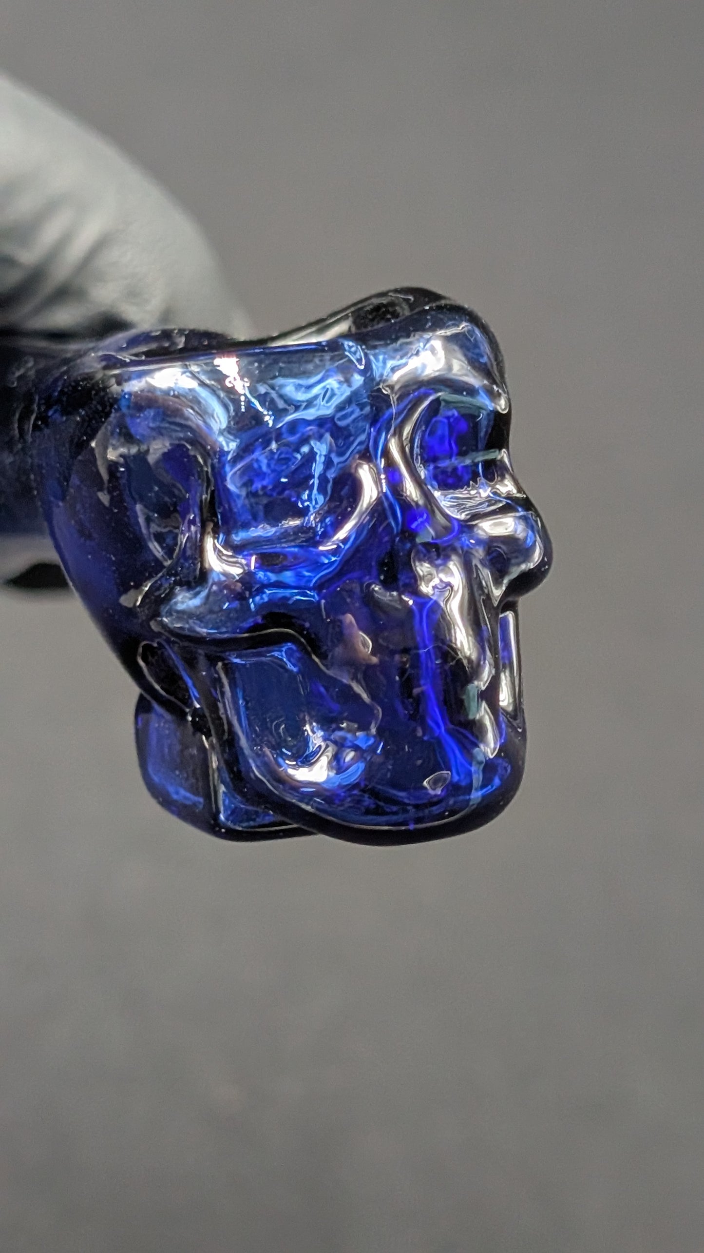 4" Glass Spoon Skull Dark Blue