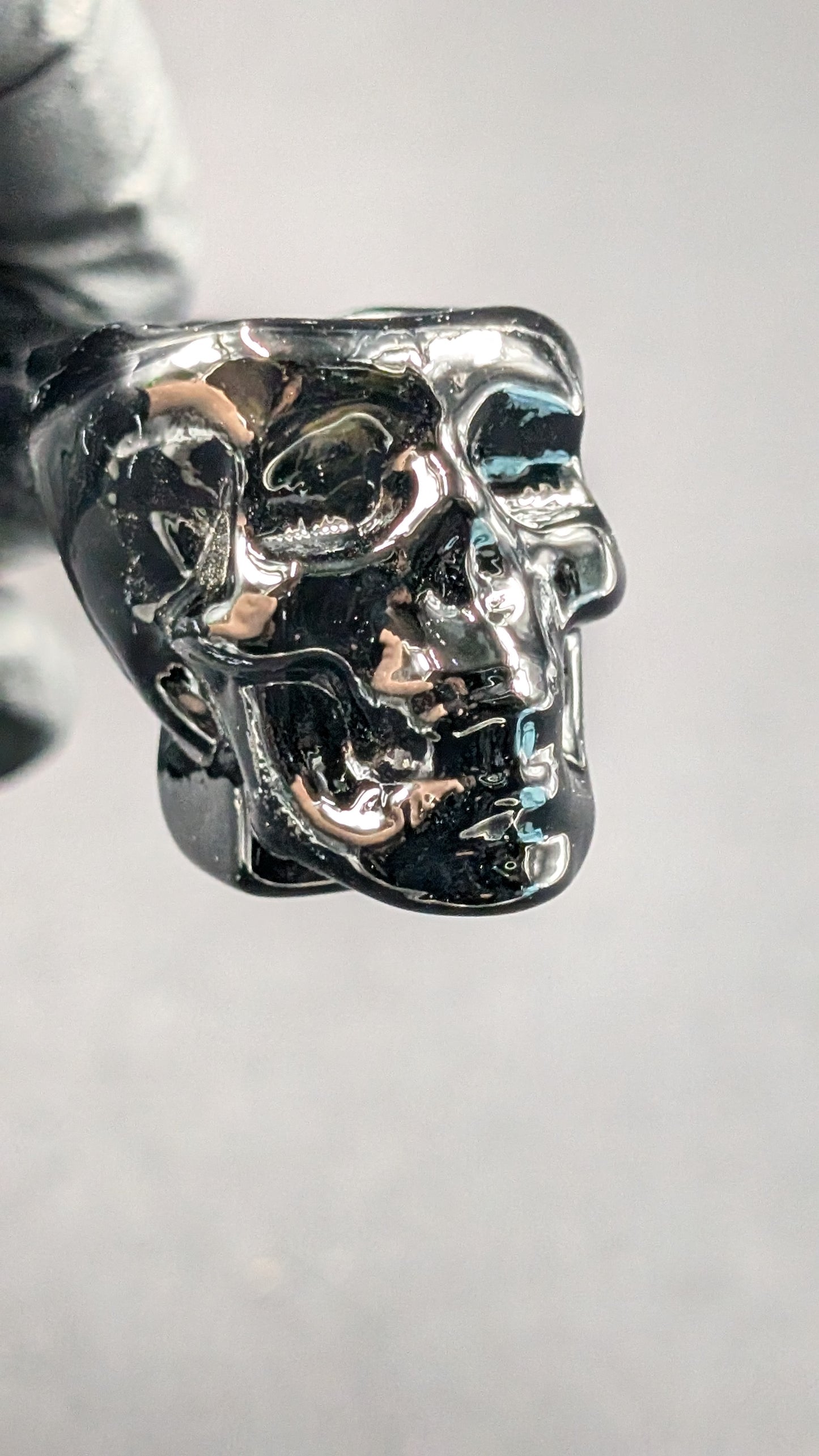 4" Glass Spoon Skull Black