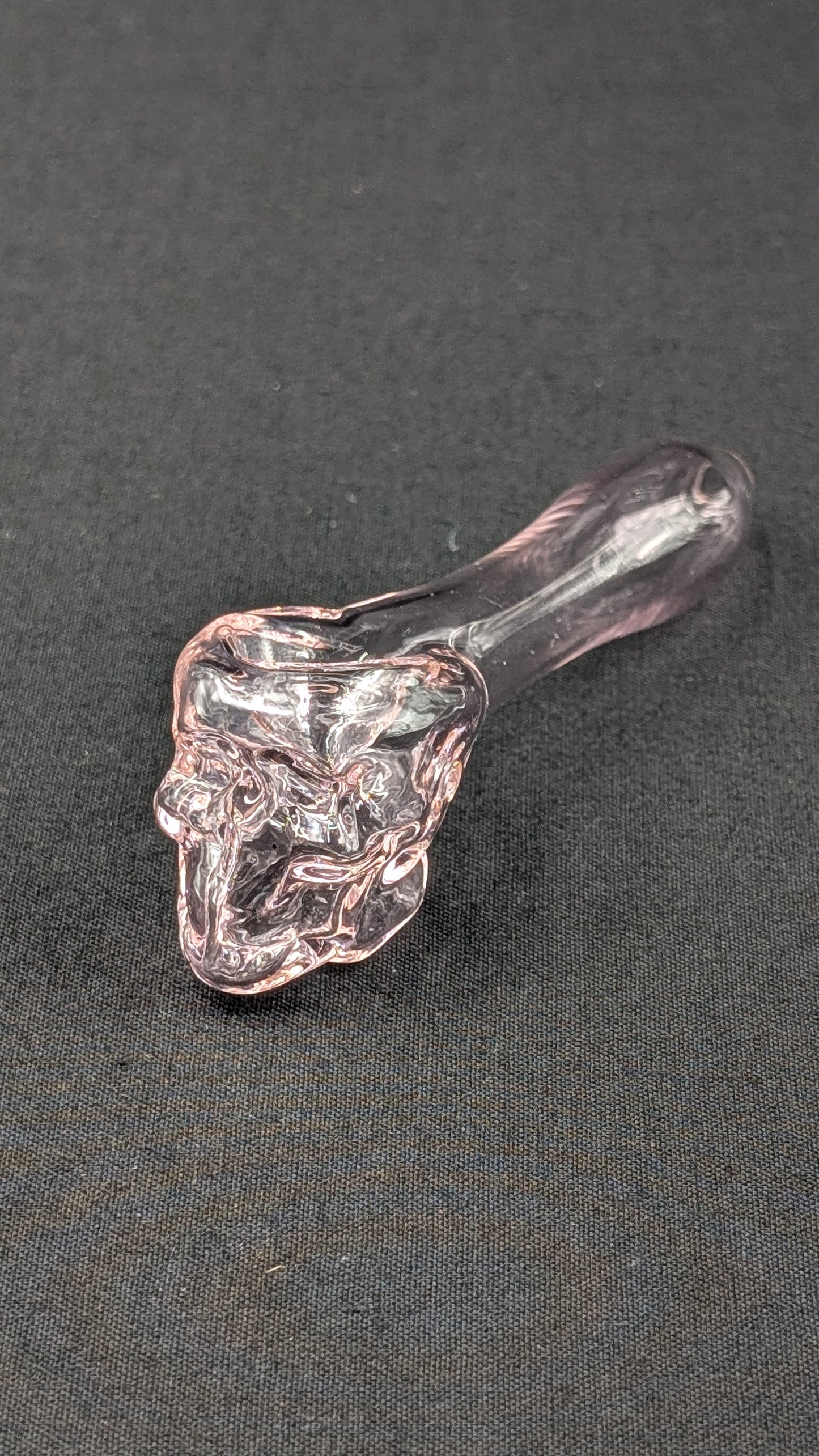 4" Glass Spoon Skull Pink