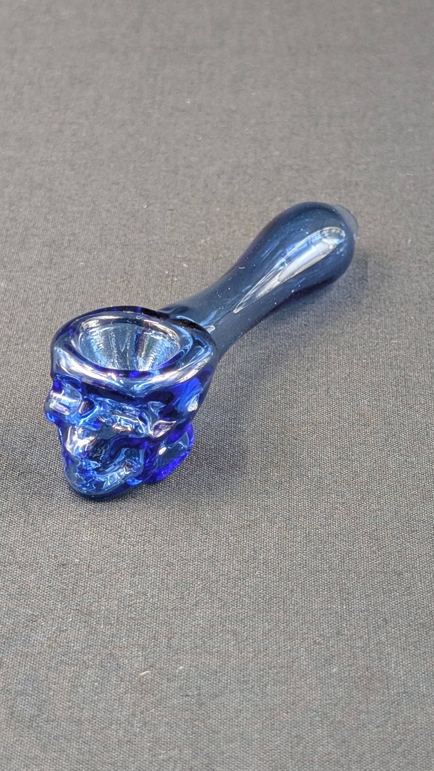 4" Glass Spoon Skull Light Blue