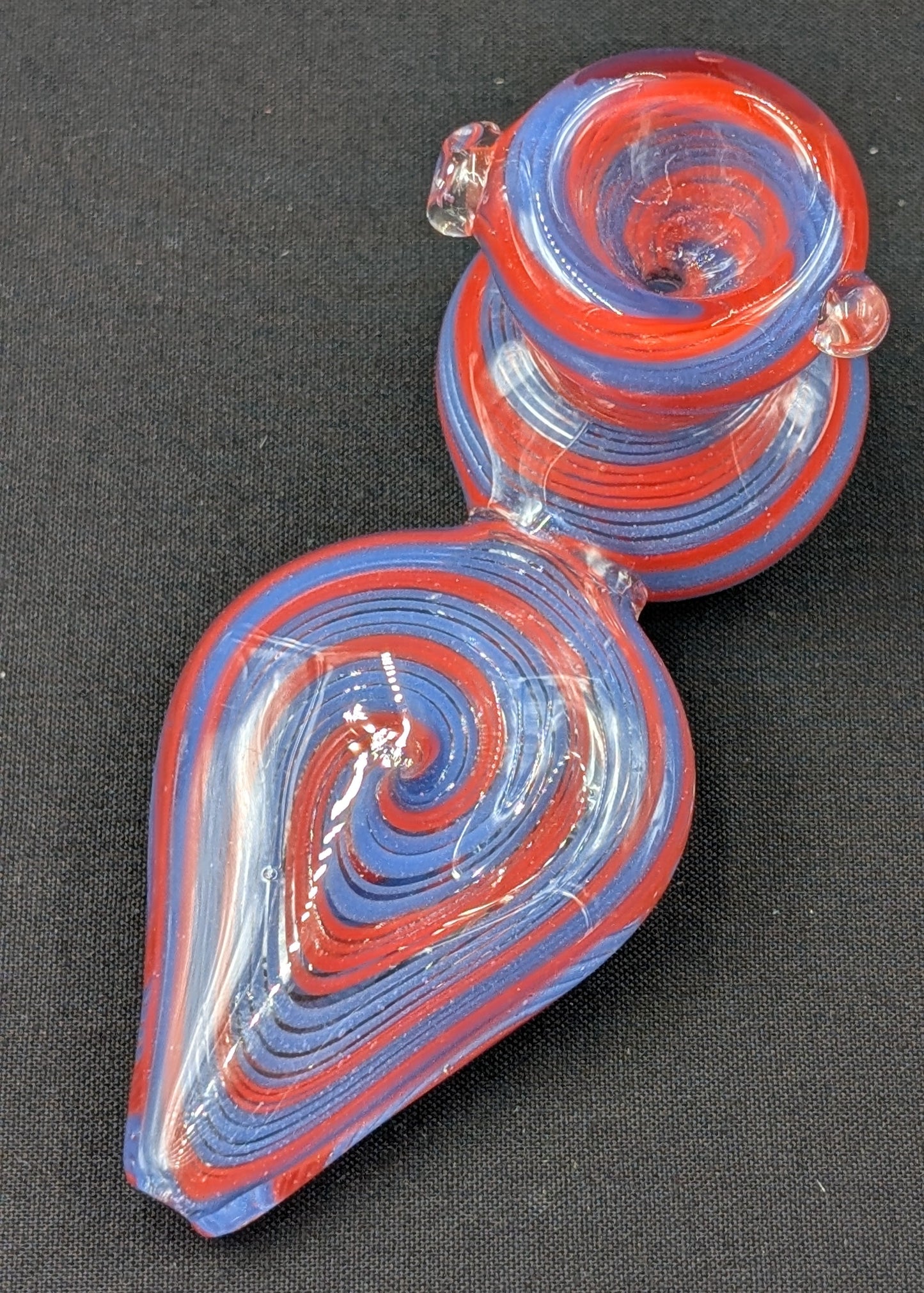 4.5" Glass Spoon Dual Bowls 2 Tier Swirl BLR