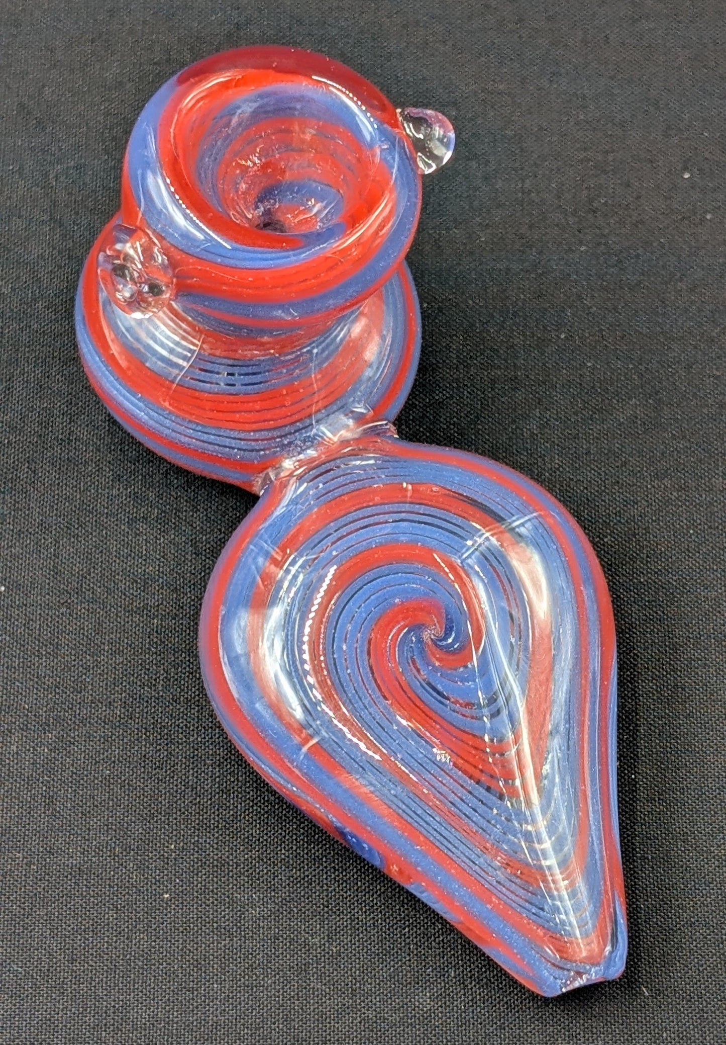 4.5" Glass Spoon Dual Bowls 2 Tier Swirl BLR