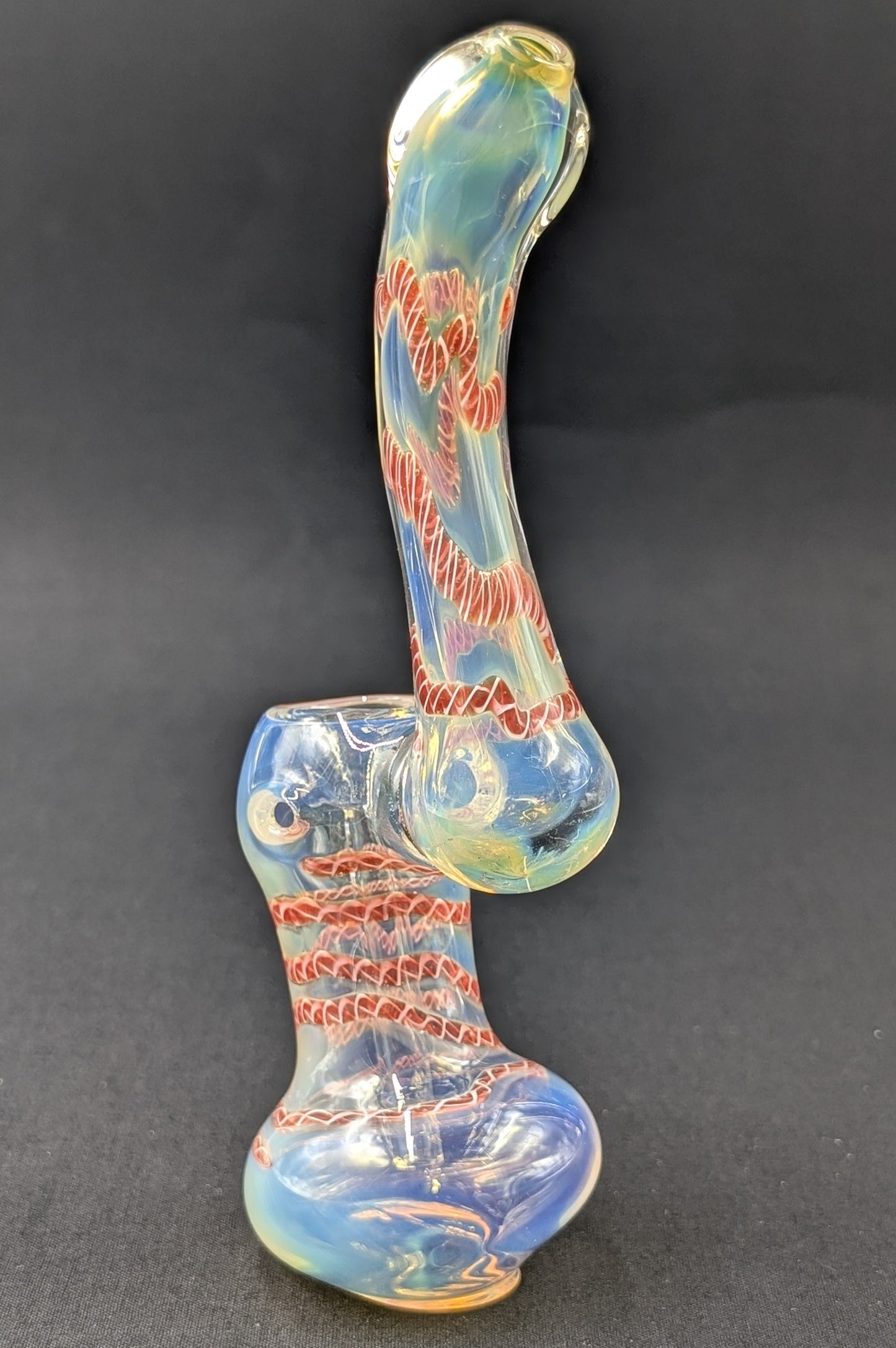 6.5" Glass Bubbler Fumed Red