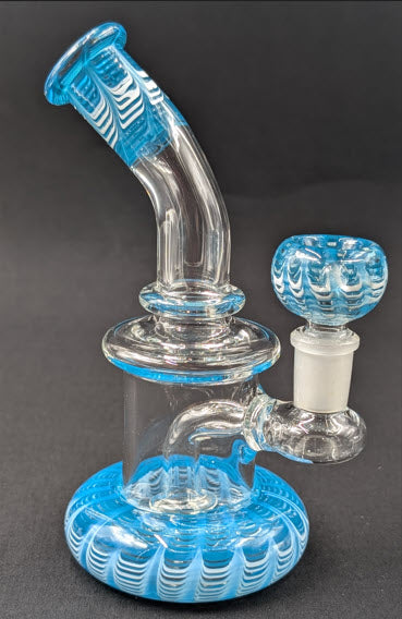 6.5" Glass Water Pipe Bong Bent Neck Perc Sky Swirl