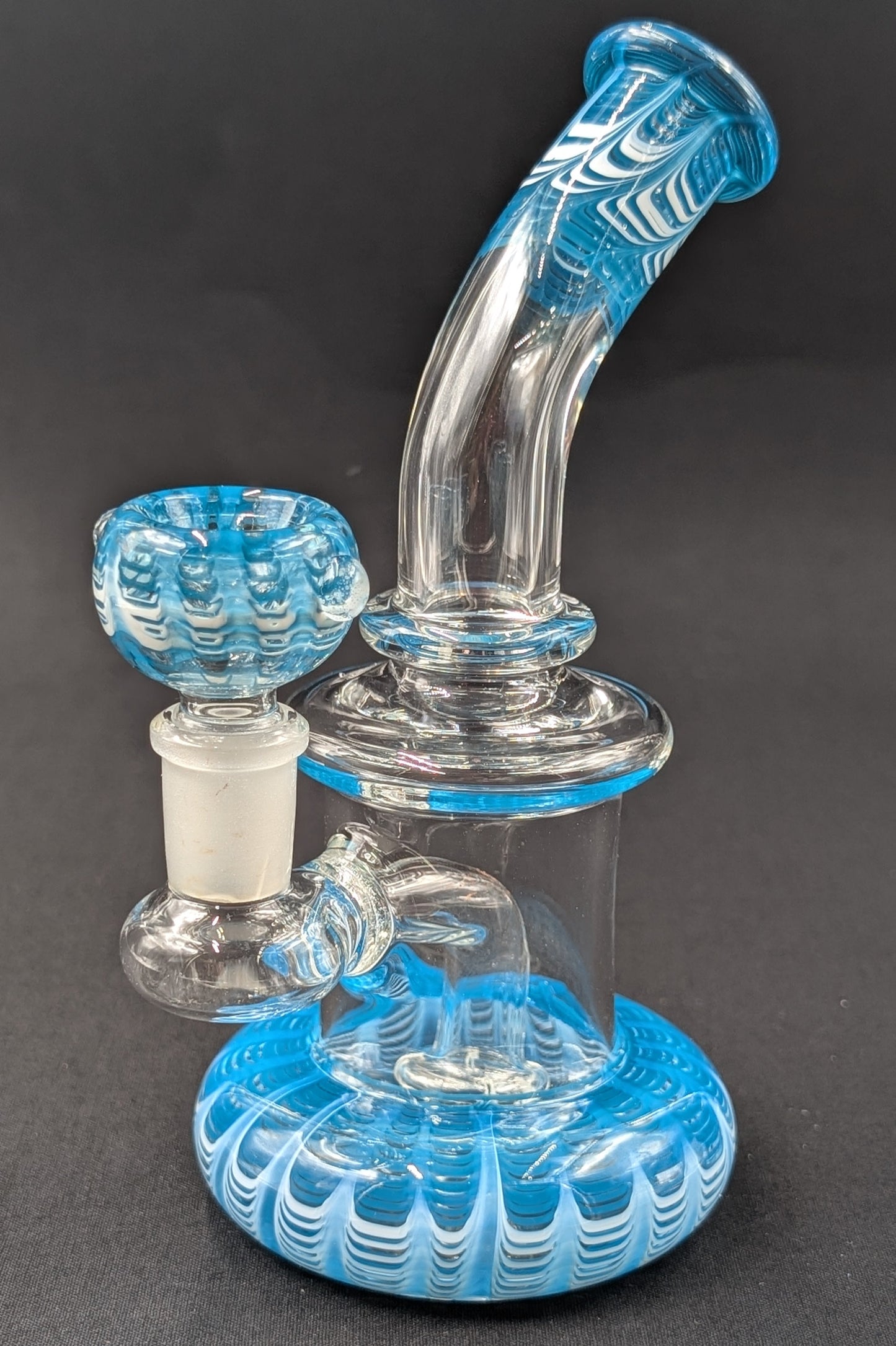 6.5" Glass Water Pipe Bong Bent Neck Perc Sky Swirl