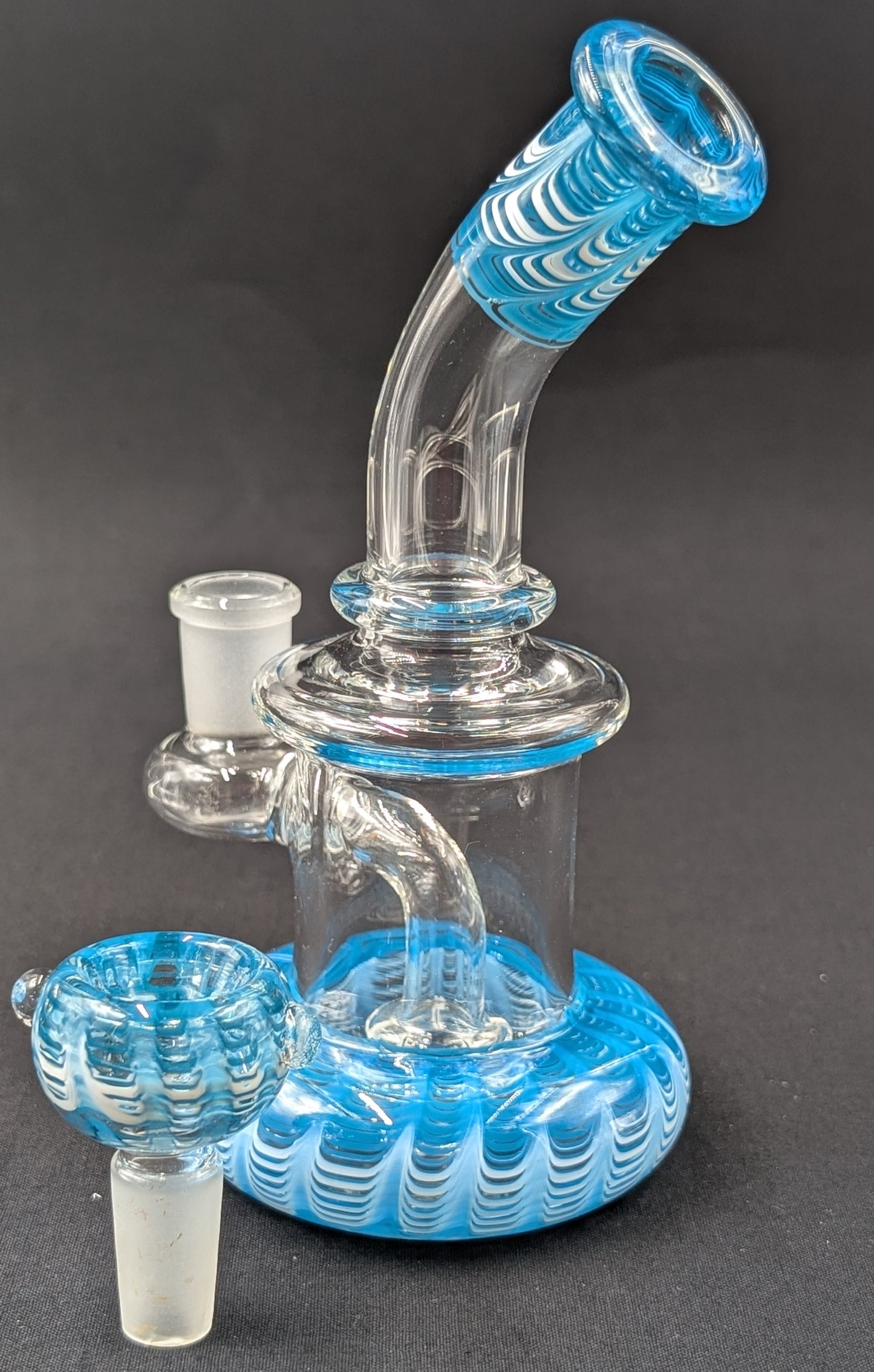 6.5" Glass Water Pipe Bong Bent Neck Perc Sky Swirl