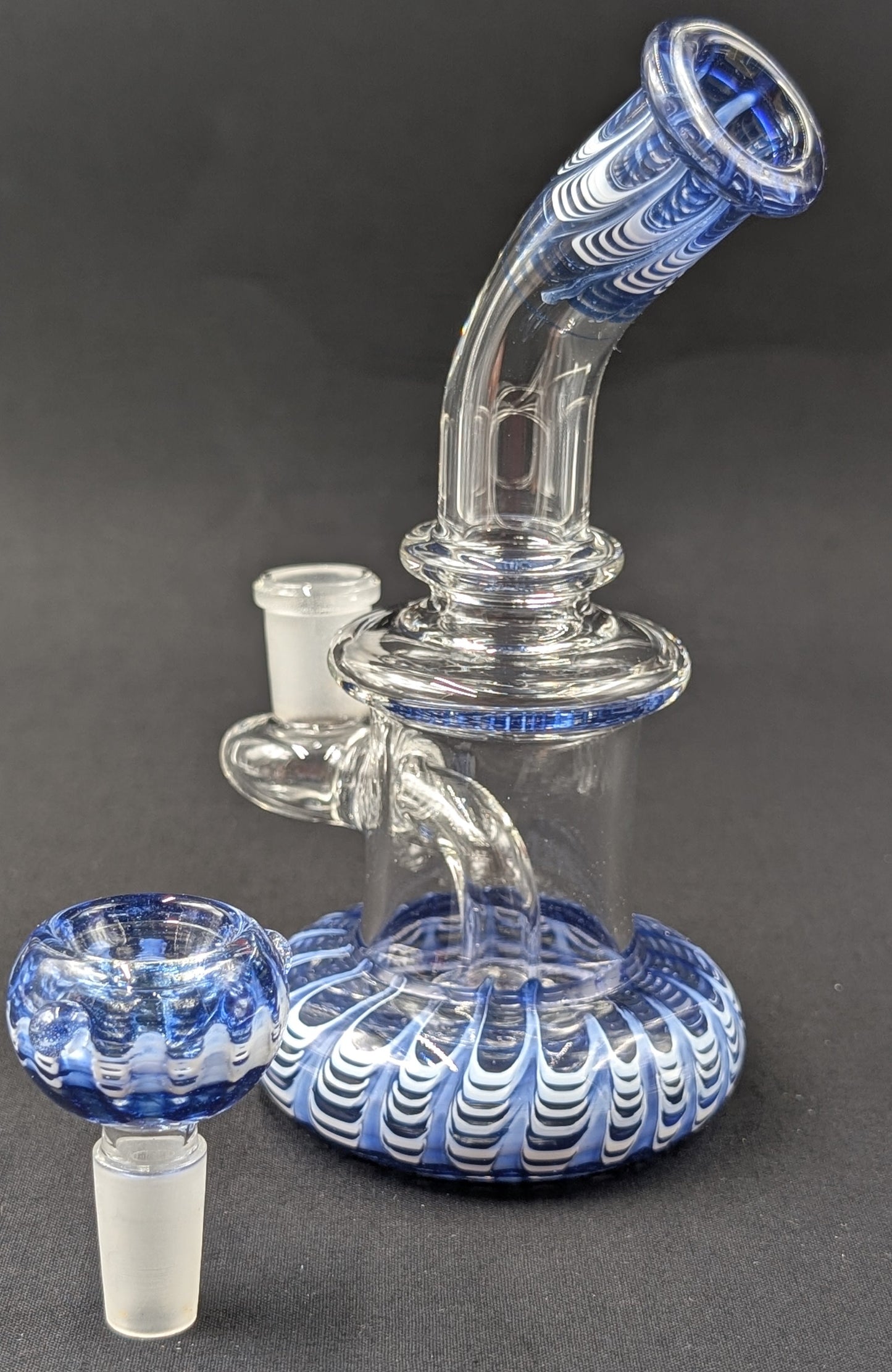 6.5" Glass Water Pipe Bong Bent Neck Perc Blue Swirl