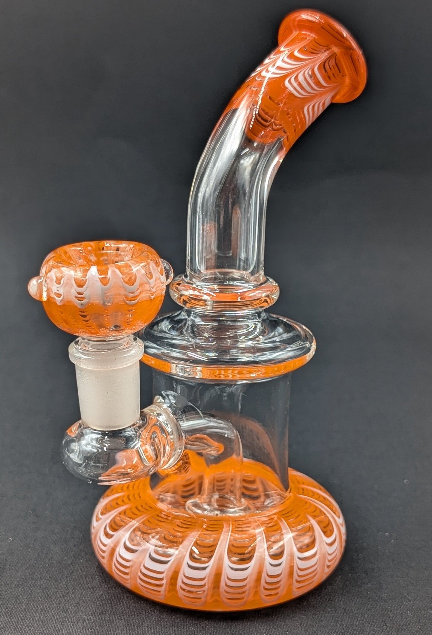 6.5" Glass Water Pipe Bong Bent Neck Perc Orange Swirl