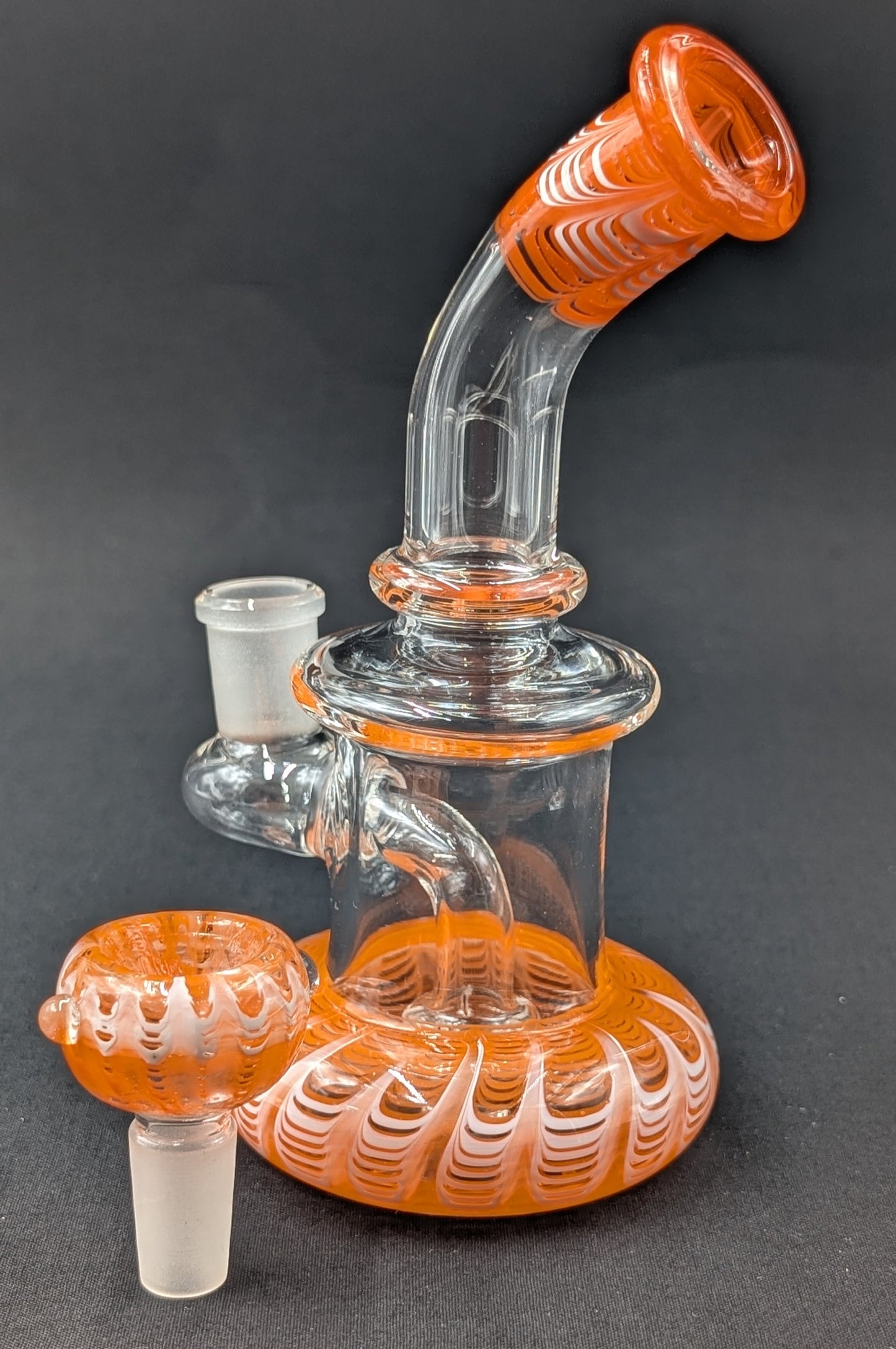 6.5" Glass Water Pipe Bong Bent Neck Perc Orange Swirl
