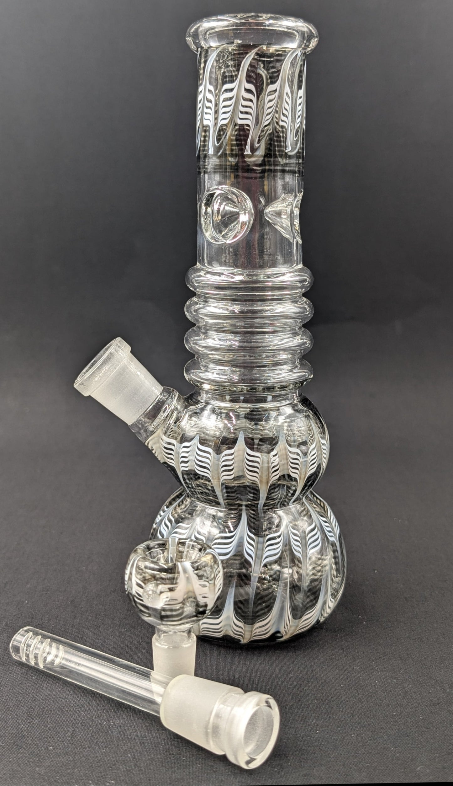 9" Glass Water Pipe Bong Swirls Black