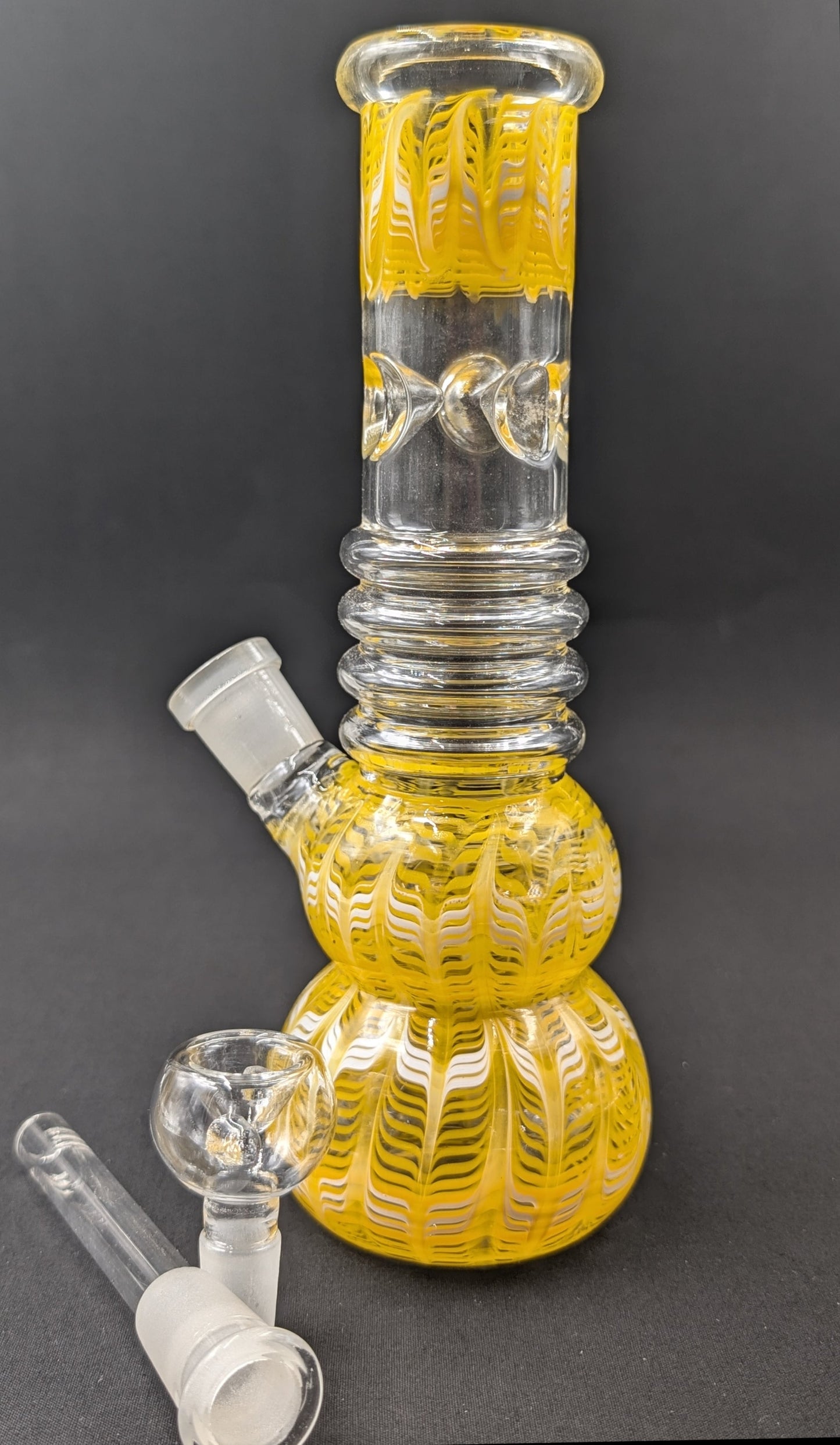 9" Glass Water Pipe Bong Swirls Yellow