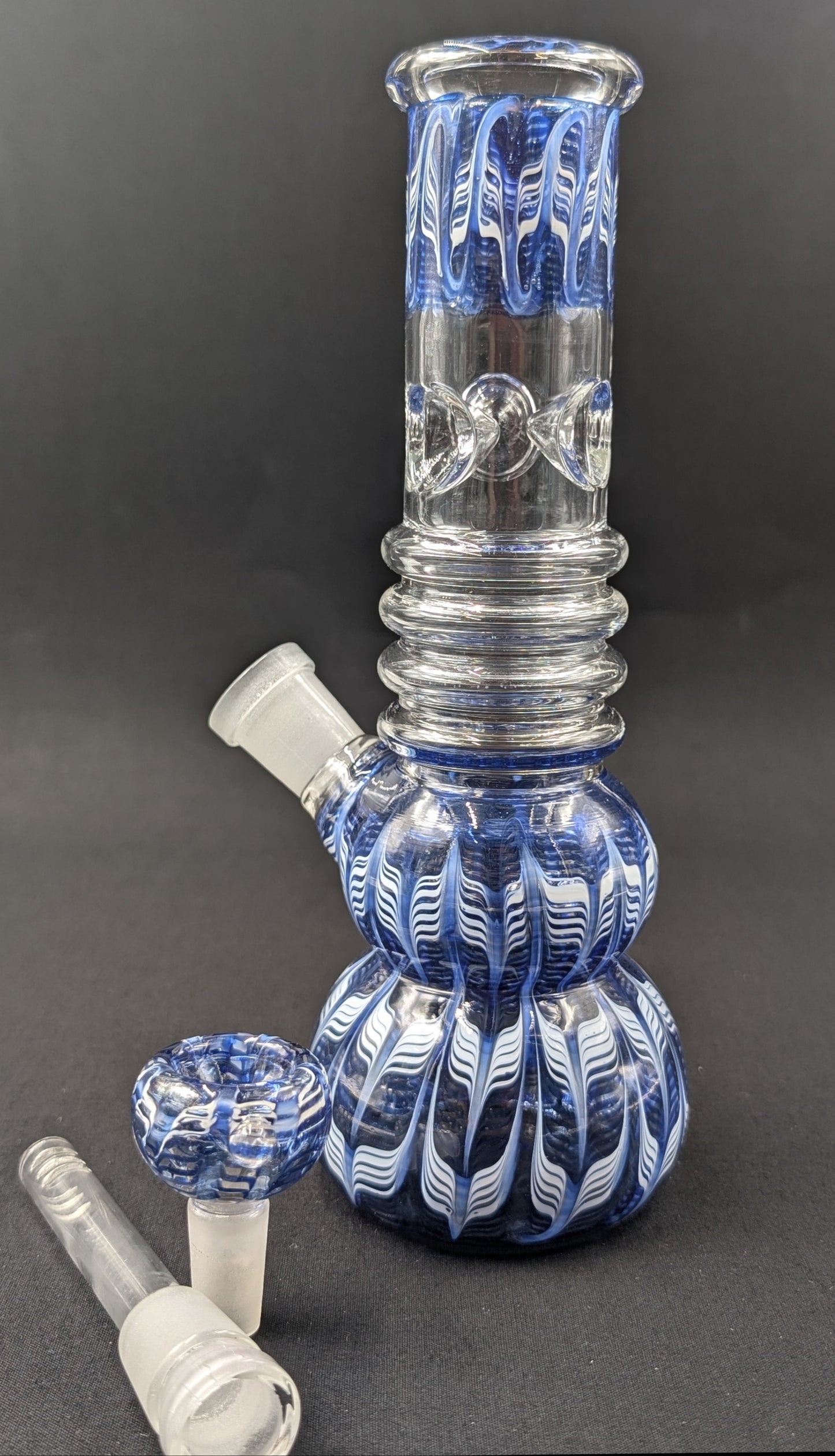 9" Glass Water Pipe Bong Swirls Blue