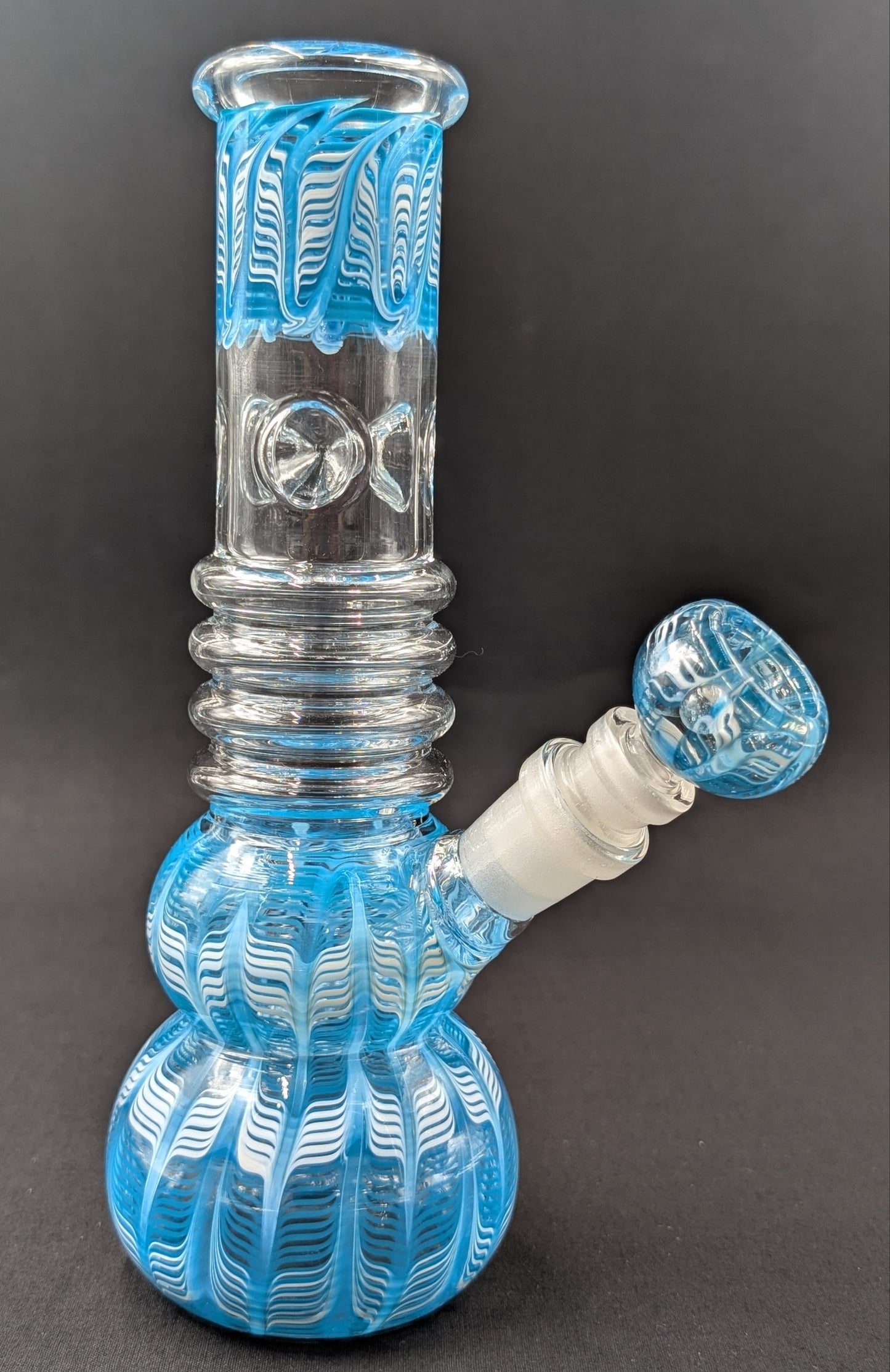 9" Glass Water Pipe Bong Swirls Sky Blue