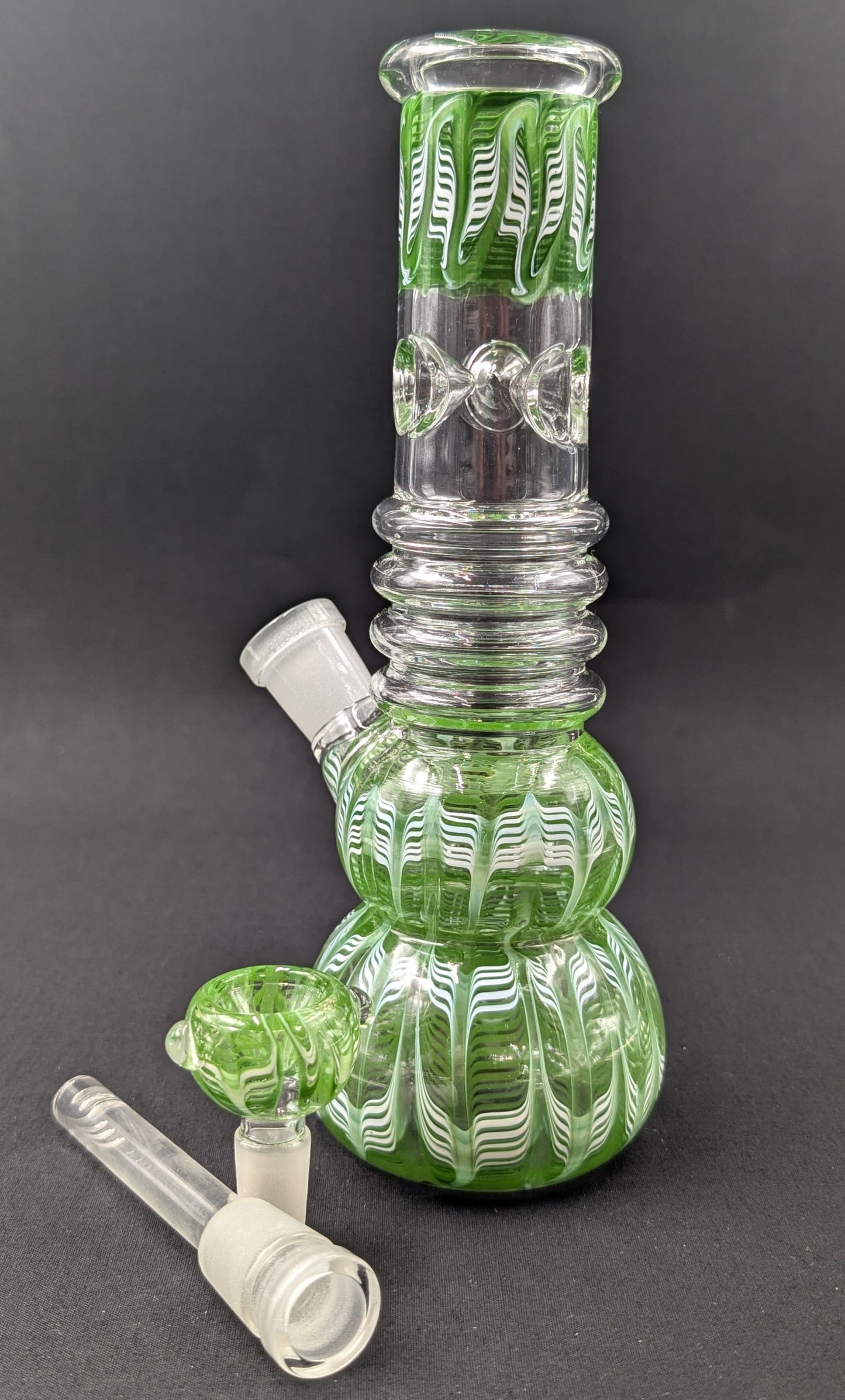9" Glass Water Pipe Bong Swirls Green