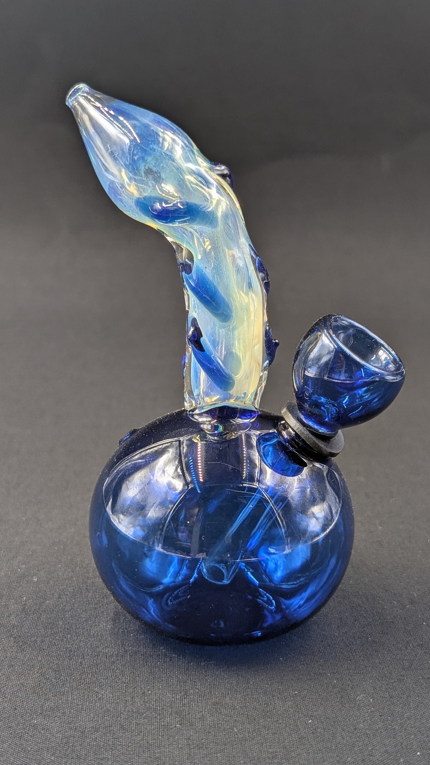 5" Glass Water Pipe Bong Round Blue