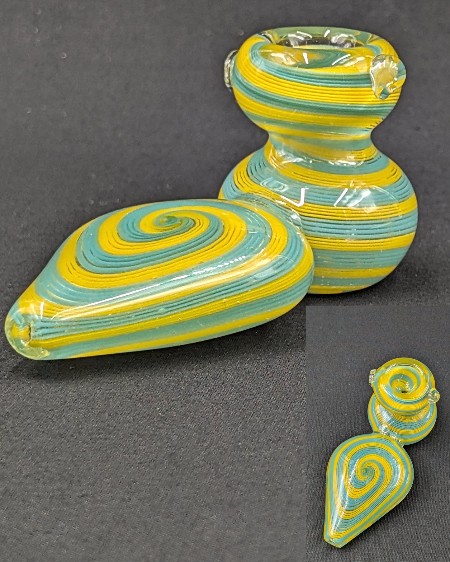 4.5" Glass Spoon Dual Bowls 2 Tier Swirl YB
