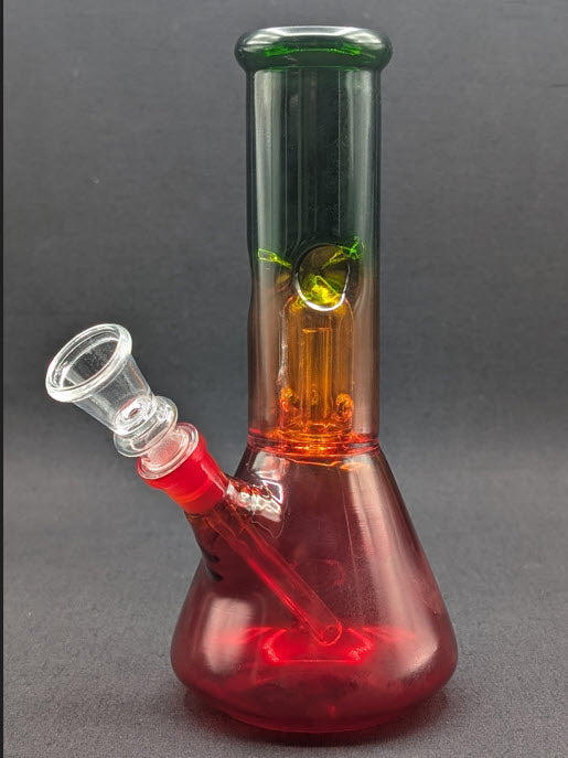 8" Glass Water Pipe Bong Rasta + 5 FREE Screens