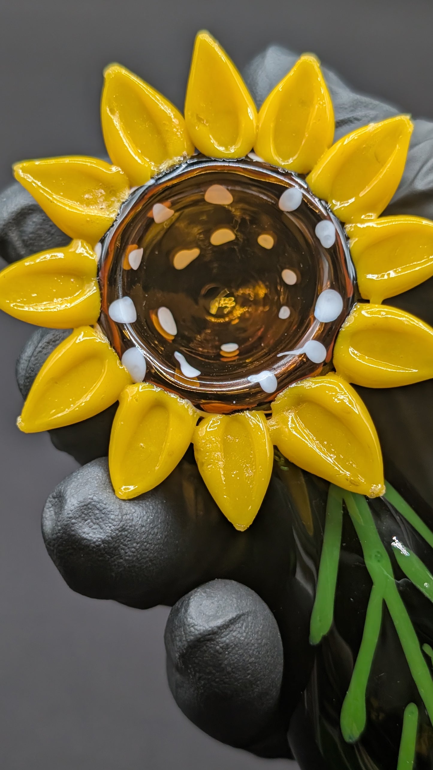 4.5" Glass Spoon Yellow Flower