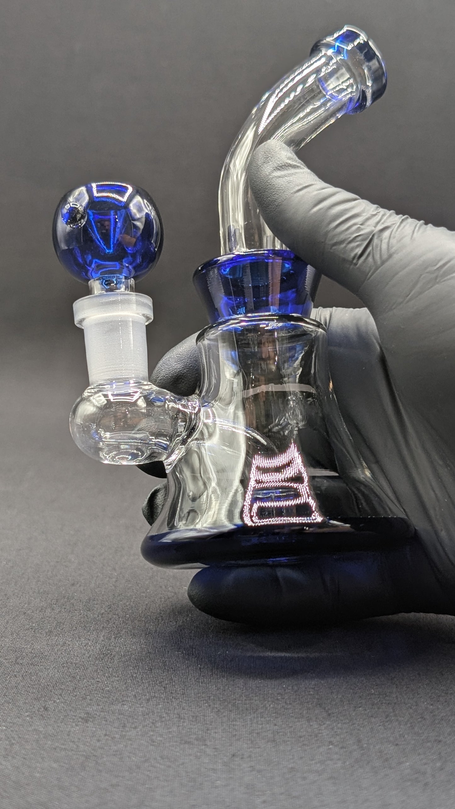 6" Glass Water Pipe Bong Bent Neck Perc Blue