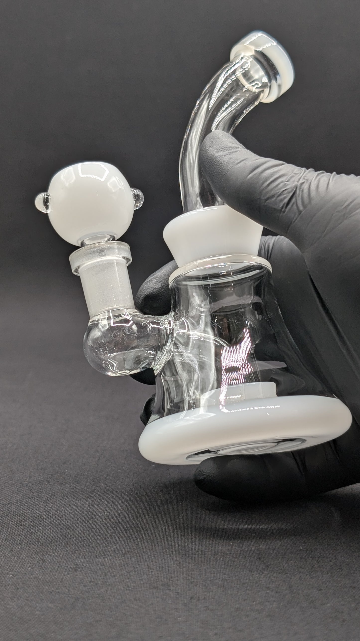 6" Glass Water Pipe Bong Bent Neck Perc White